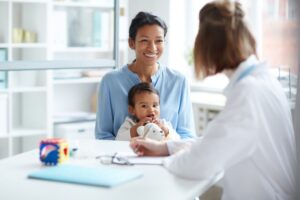 Mother and child in doctor’s office